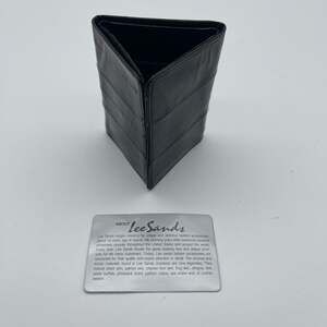 Lee Sands Genuine Eel Skin Leather Trifold Wallet with ID Window Black